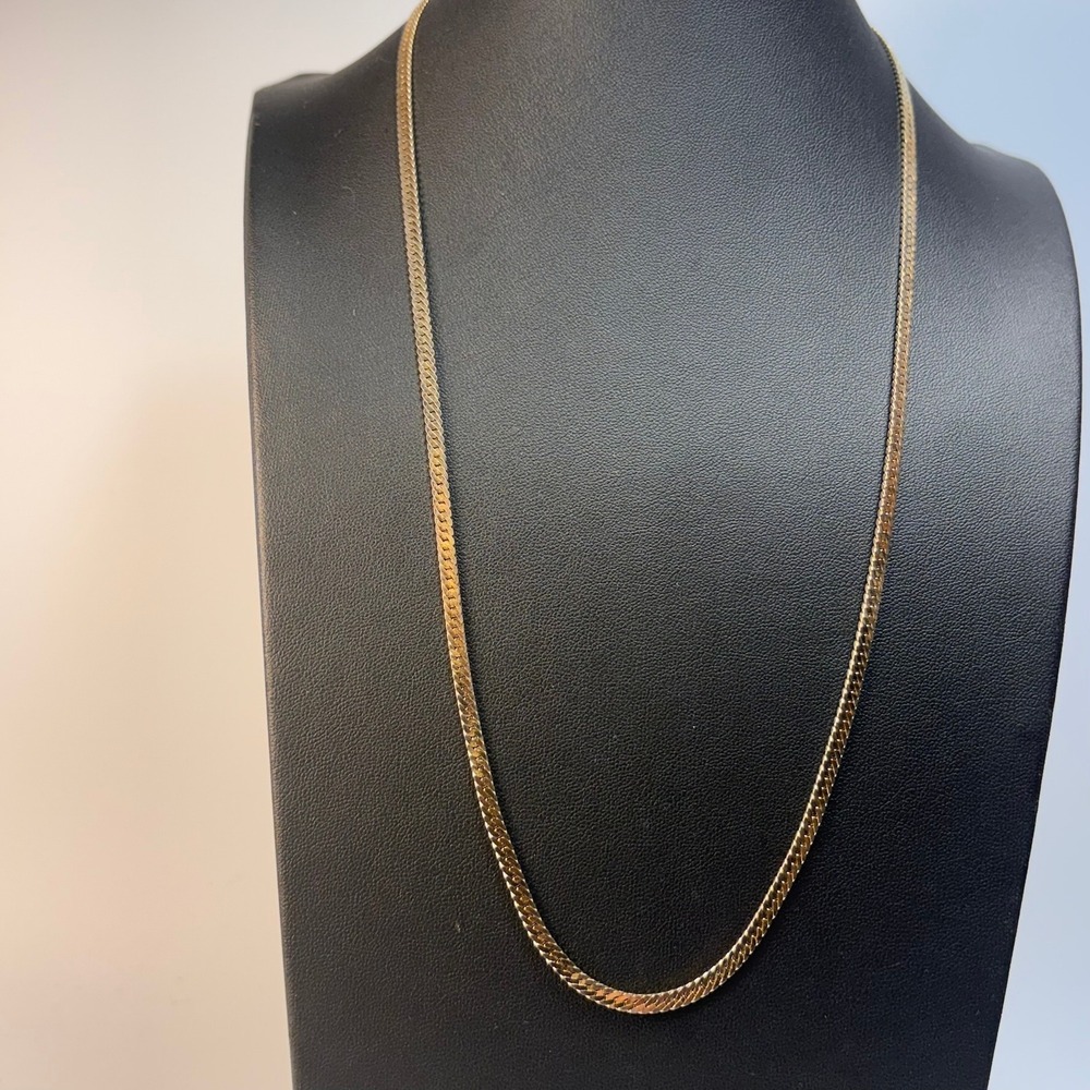 Monet Necklace Gold Flat Curb Link Chain Minimalist 90s Boho Chic Statement